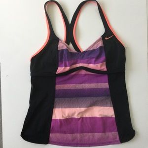 Nike black & Pink Tankini Swim Top Crosses in Back Size Medium